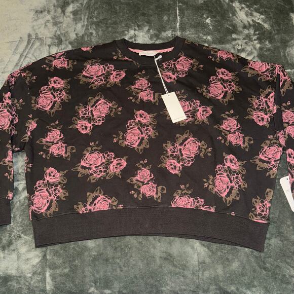 Taelynn Crew Neck Flower Printed Sweat Shirt Women's Large Pullover Lounge Wear - Picture 10 of 10